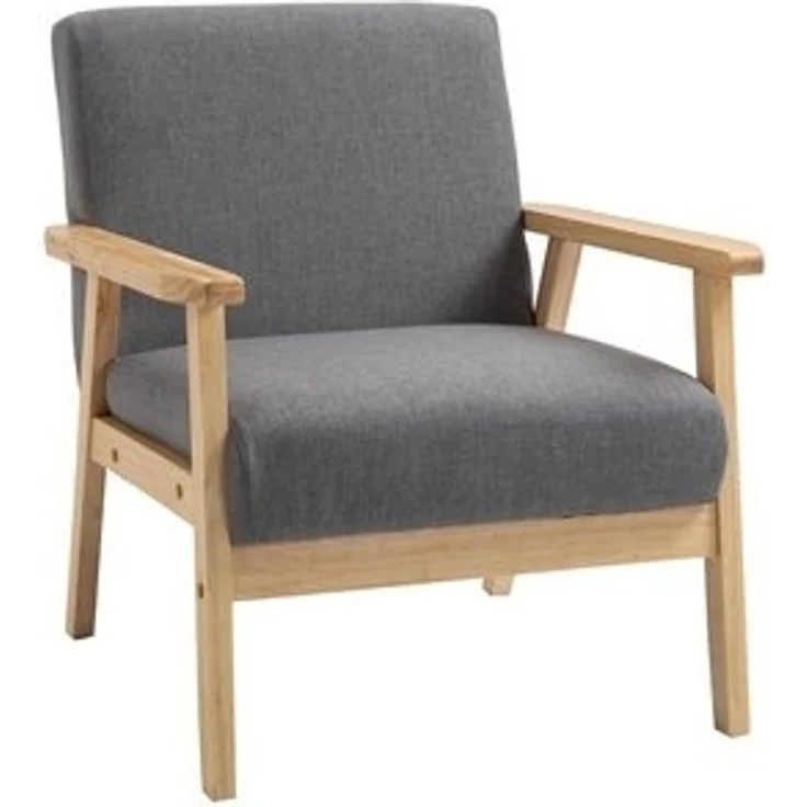 HOMCOM Relaxsessel Loungesessel mit Armlehnen in Leinenoptik (Esszimmerstuhl, 1-St, Ohrensessel), Grau, 64 x 70 x 72 cm – Bild 6