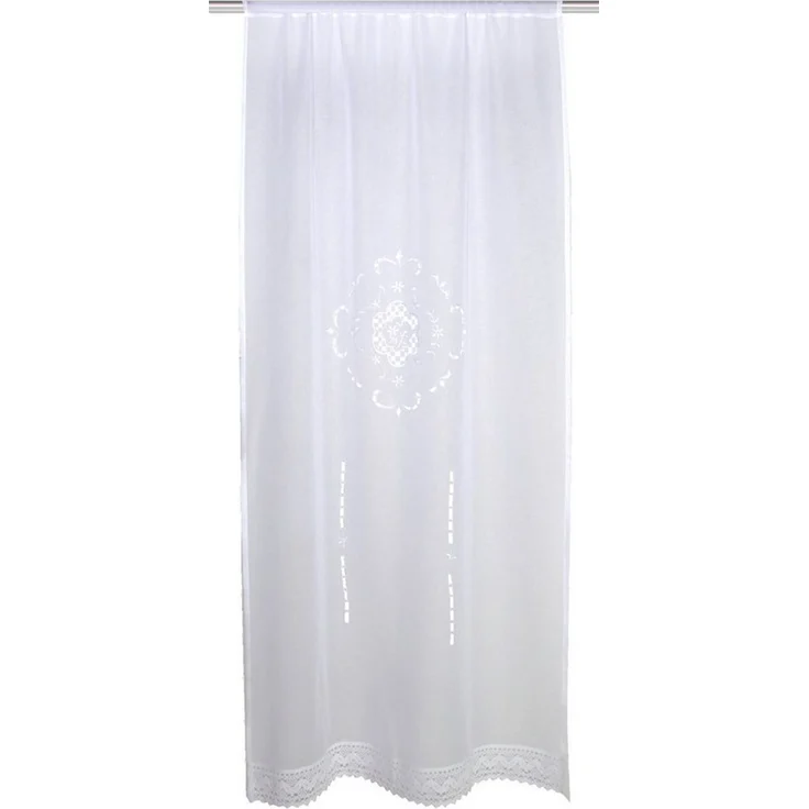 HOME WOHNIDEEN Vorhang Fensterbehang ALEGRA, Leinenstruktur bestickt, halbtransparent, weiß (1 St), halbtransparent, 100% Polyester – Bild 1