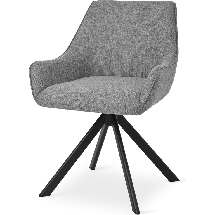 GOEURVANT 1178 Esszimmerstühle 6er-Set mit Armlehnen, 360° Drehbar, Webstoff - Taubengrau – Bild 6