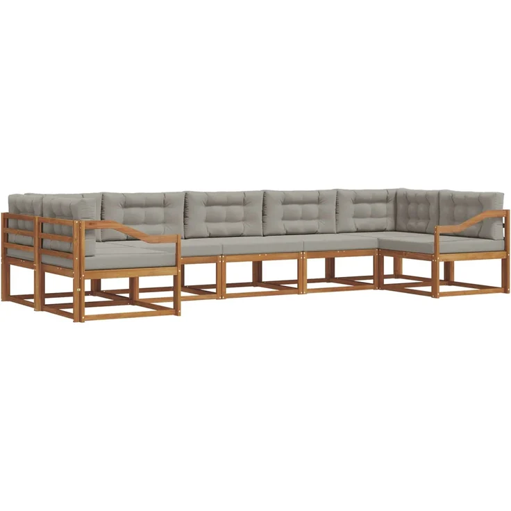 vidaXL Outdoor-Sofagarnitur 7 stk. 7-Sitzer Natur und Hellgrau 3368119 – Bild 2