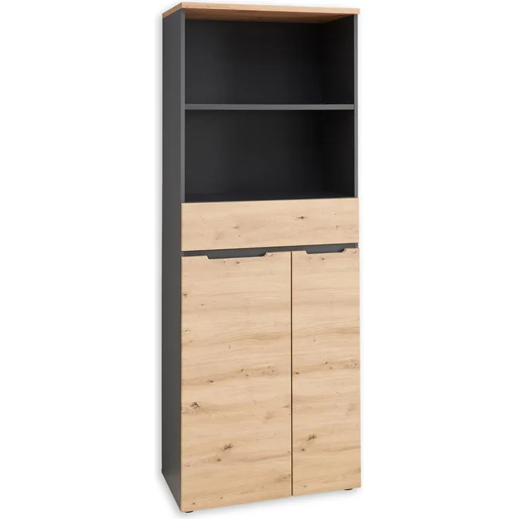 Büroschrank MEMPHIS 2 Türen 1 Schublade Artisan Eiche Korpus Graphit