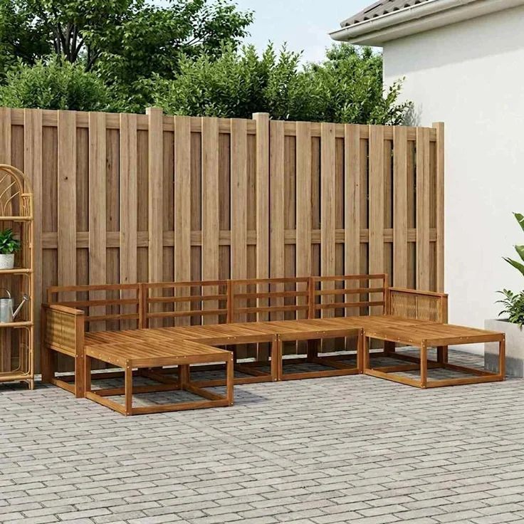 vidaXL Outdoor-Sofagarnitur 6 stk. 6-Sitzer Natur Massivholz Akazie 3382787 – Bild 1
