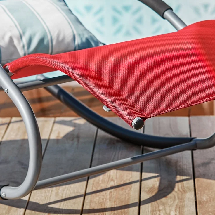 SoBuy OGS28-Rx2 Schaukelstuhl Garten 2er Set, Textilgewebe, Lackiert, Rot, 150 x 87 x 63 cm – Bild 8