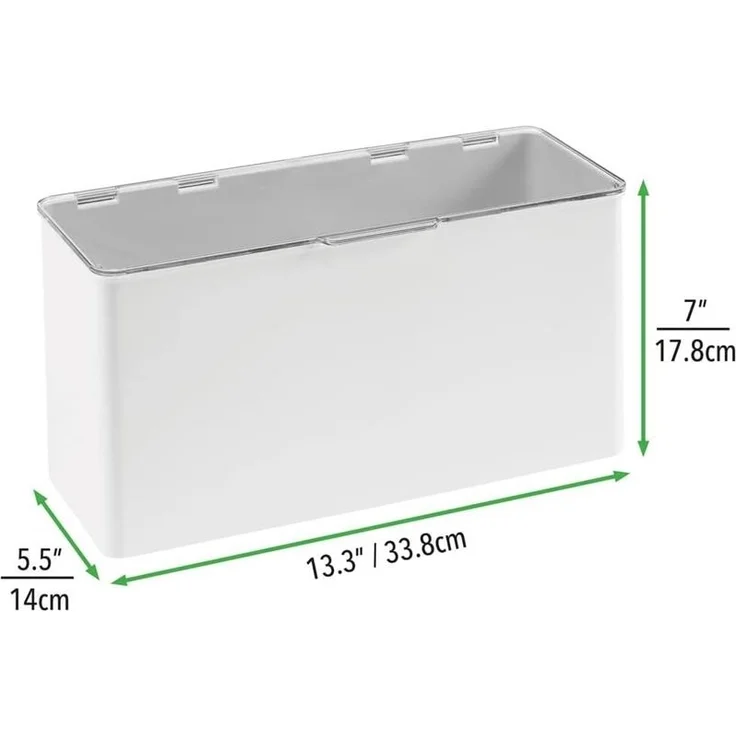Ordnungsbox Plastikbox + Deckel Organizer mDesign stapelbar weiß/transparent – Bild 5