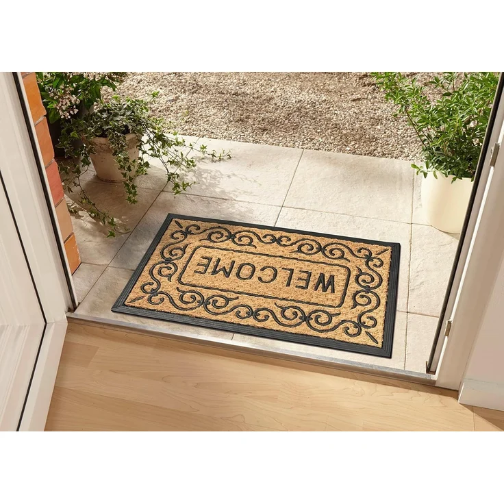 HANSE Home Fußmatte Mix Mats Gummi-Kokos Welcome Floral Border, Türmatte, rechteckig, Höhe: 15 mm, Kokos, Gummi, Schmutzfangmatte, Outdoor, Rutschfest, Innen, Kokosmatte – Bild 7