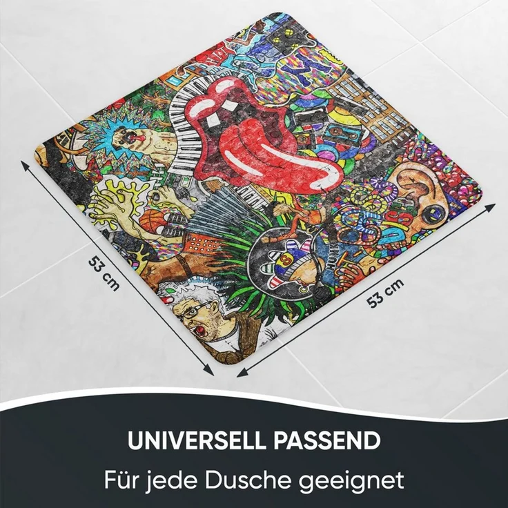 Sanilo Duschmatte mit Motiv, viele schöne Badematten zur Auswahl, rutschfeste & sichere Badematte, hochwertig, Kunststoff PVC, quadratisch, 230 extra starke Saugnäpfe, 53x53 cm, waschbar – Bild 2