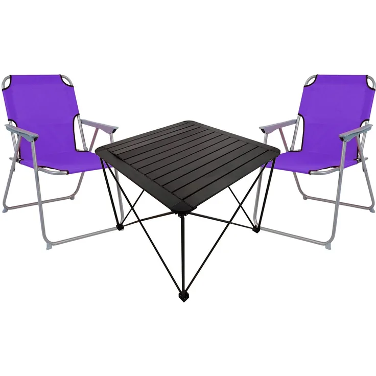 3teiliges Campingmöbel Set Campingtisch Campingstuhl L70xB70xH56cm