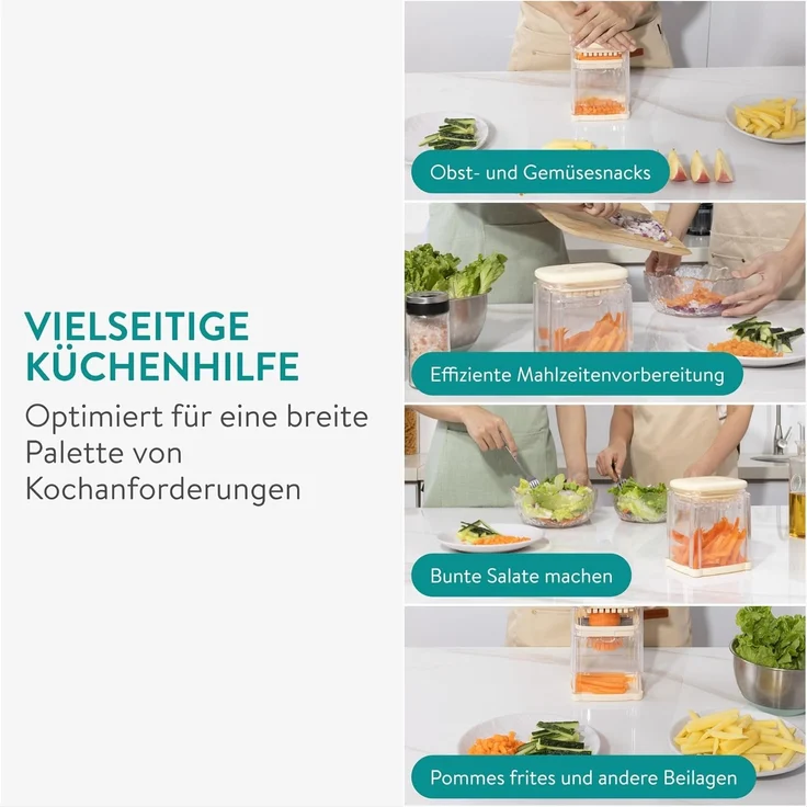 Navaris Gemüse-Scheibenschneider Pommesschneider Gemüseschneider mit 4 Klingen - Kartoffelschneider, (1-tlg) – Bild 7