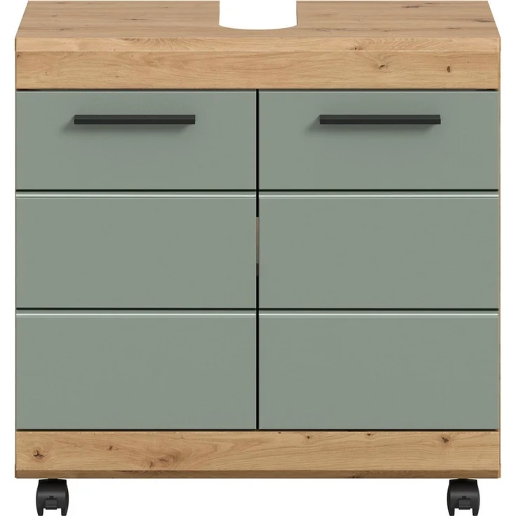 welltime Waschbeckenunterschrank SIENA, Breite 60cm, 2 Türen, auf Rollen, MDF-Front (TOPSELLER!, mit Siphonausschnitt 10x25 cm) in verschiedenen Farben erhältlich, Badmöbel, Badschrank, Kommode, Bad – Bild 3