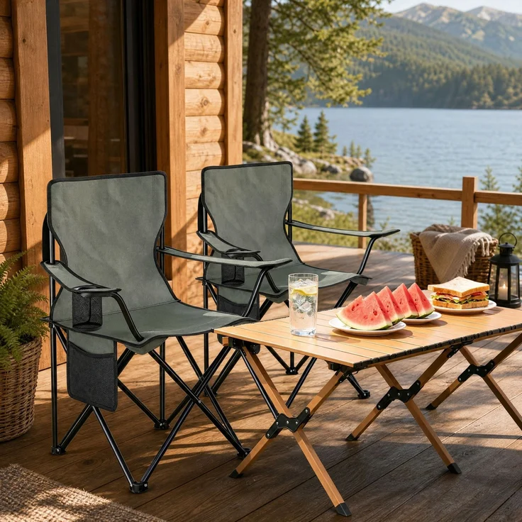 Campingstuhl 76 x 47 x 80,5 cm, klappbar, Stahlrohre und Oxford-Stoff, 2 Stück – Bild 1