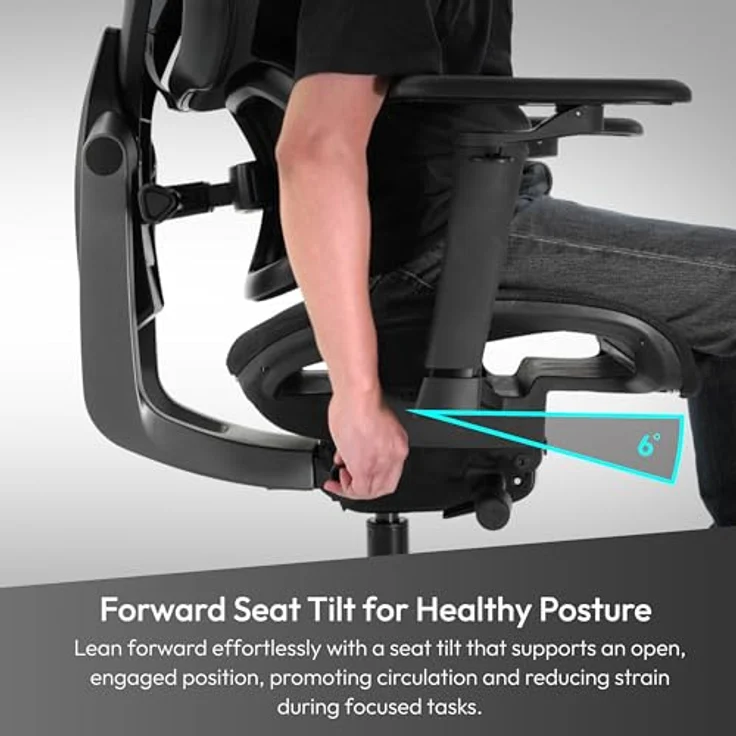 ThunderX3 FLEX Pro Gaming Stuhl, ergonomisch mit Stoffbezug, grau, höhenverstellbare 5D-Armlehnen, bis 125 kg belastbar – Bild 6