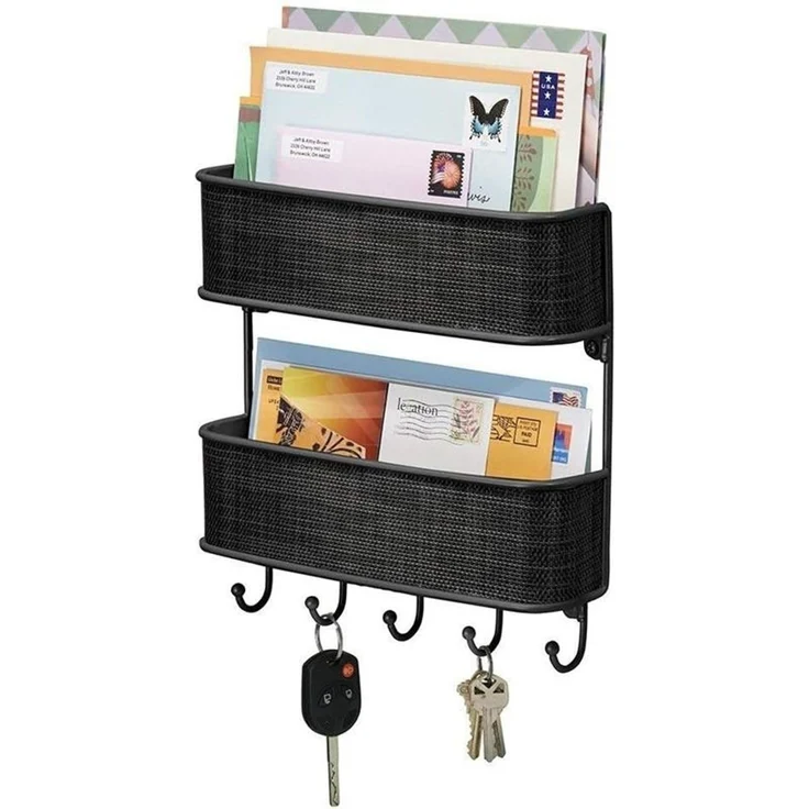 mDesign Briefablage Schlüsselbrett Schlüsselleiste Organizer Kunststoff Schwarz – Bild 4