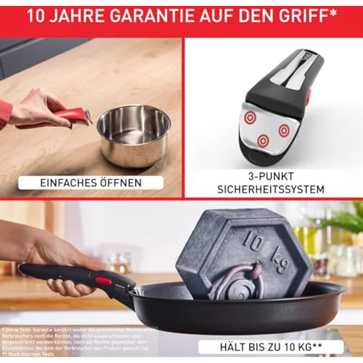 Tefal Ingenio Easy On 20-teiliges Topf und Pfannenset abnehmbarer Griff, stapelbar, platzsparend, Töpfe und Pfannen mit Antihaftversiegelung, einfache Handhabung und Reinigung, L15994 – Bild 7