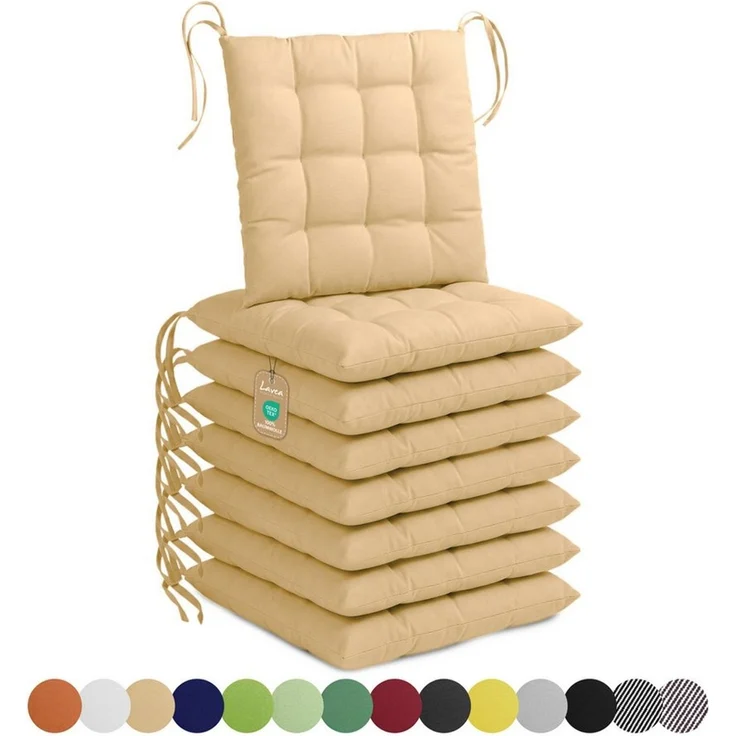 Lavea Stuhlkissen Lavea® Sitzkissen & Stuhlkissen 40x40 cm – 4er/8er Set, 40x40x3 cm, mit Stoffbändern, Indoor & Outdoor, für Garten & Balkon – Bild 1