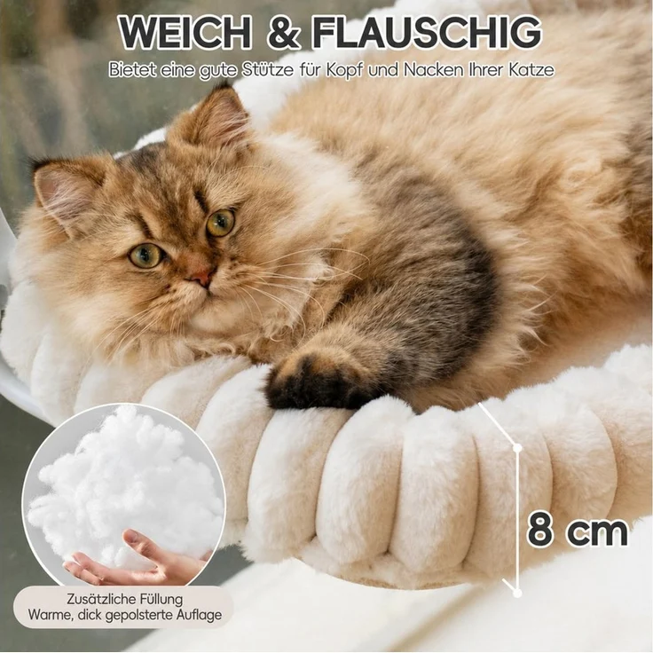 SURFOU Katzen-Hängematte, Fensterliege für Katzen, faltbar, 52 × 30 cm, Katzenhängematte Fenster mit Saugnäpfen und Plüschrand, für Katzen – Bild 2