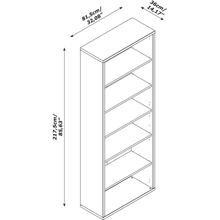 Regal Design-Office / Disegno, Holzwerkstoff, Holzfarben, 81 x 119 x 35 cm – Bild 6