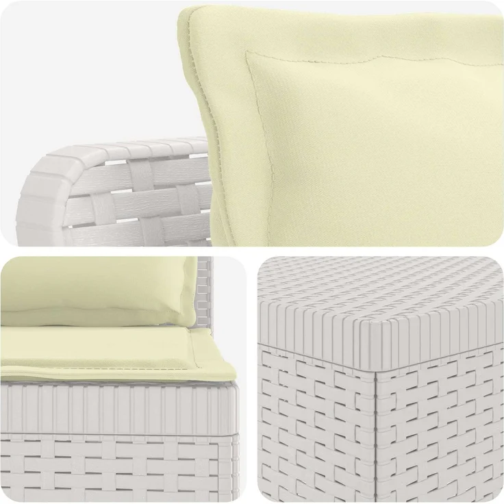 vidaXL 5-Sitzer Gartensofa mit Kissen Rattan-Look PP Weiß 3443914 – Bild 7