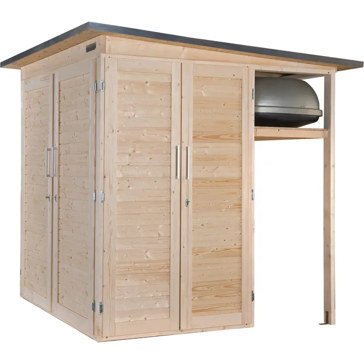 Weka Garten Q Multi, Gartenschrank mit flexiblem Regalsystem, 200 cm x 200 cm, Naturholz Design