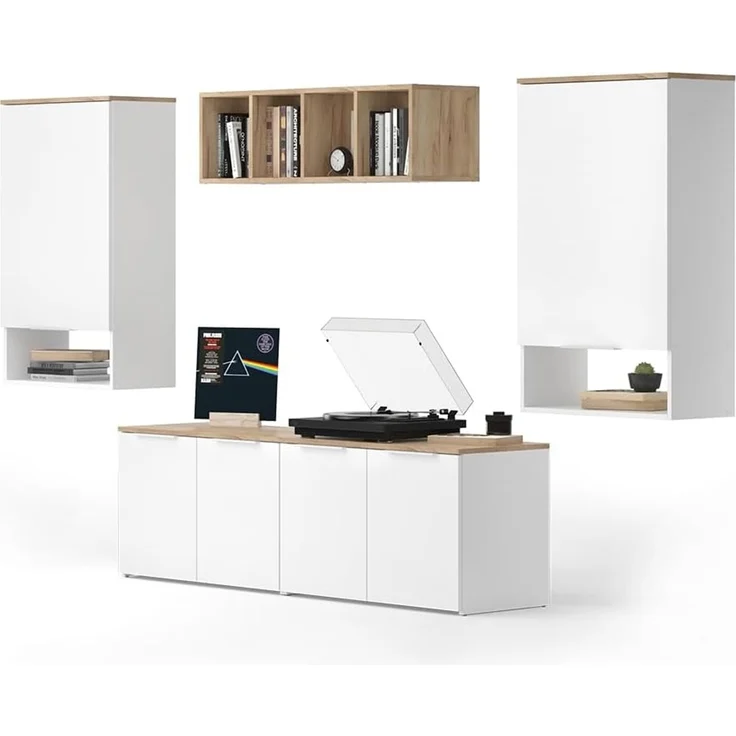 Wohnwand Wido Weiß/Sonoma 5 Teile Vicco – Bild 7