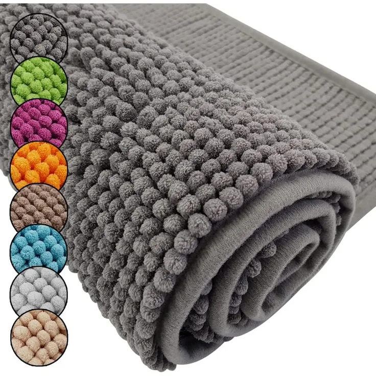 DILUMA Badematte Badematte Chenille 50x80 cm – Badteppich mit kuscheligem Flor, Polyester, rechteckig, Rutschhemmende Beschichtung, schnell trocknend, hohe Saugkraft