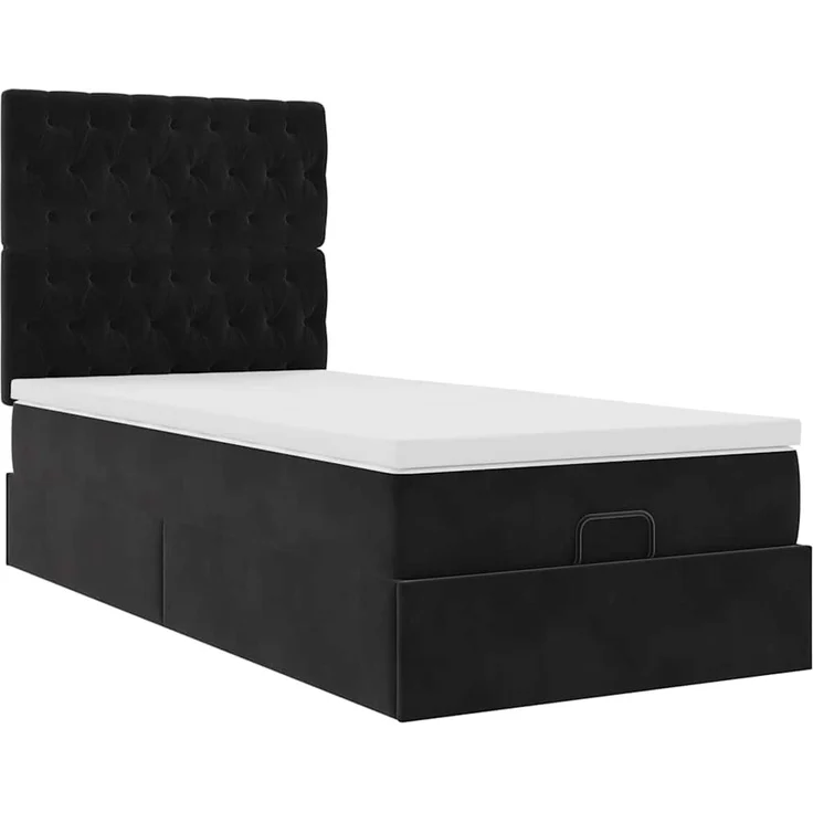 vidaXL Ottoman-Bett mit Matratzen & LEDs Schwarz 90x190 cm Samt 3314362 – Bild 5
