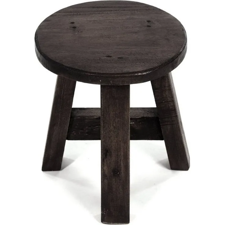 DESIGN DELIGHTS RUSTIKALER Holz SITZHOCKER Bern | 23 x 20 x 20 cm (HxBxT), Mahagoni massiv | Schemel, Holzhocker, Beistelltisch, Pflanzenhocker | Farbe: 03 Dunkelbraun