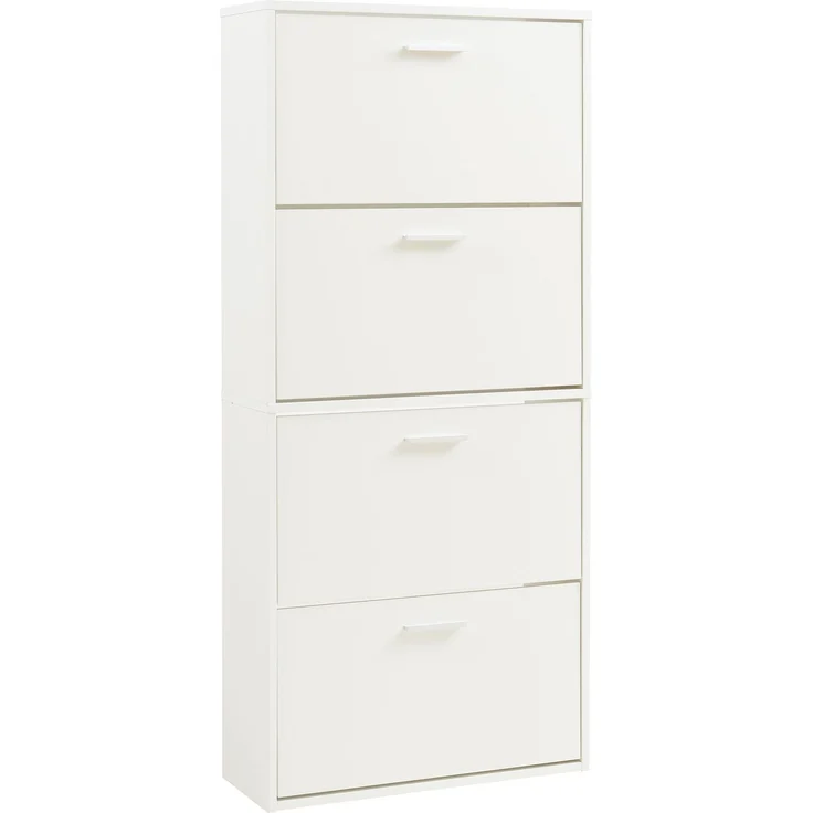 Schuhschrank Sykkylven 134x60x24 cm mit 4 Klappen Weiß [en. casa] – Bild 3