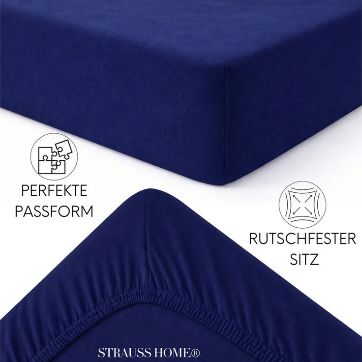 Strauss Home Spannbettlaken Premium, Gummizug: Rundumgummi, 150gr/m2 Premium Jersey 100% Baumwolle – Bild 3