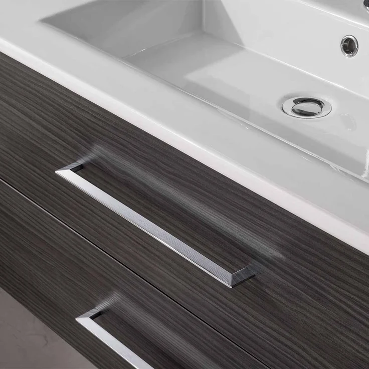 FACKELMANN B.PERFEKT Waschtisch Set mit Spiegelschrank 103 cm breit, Anthrazit, Waschbecken Keramik Weiß – Bild 3