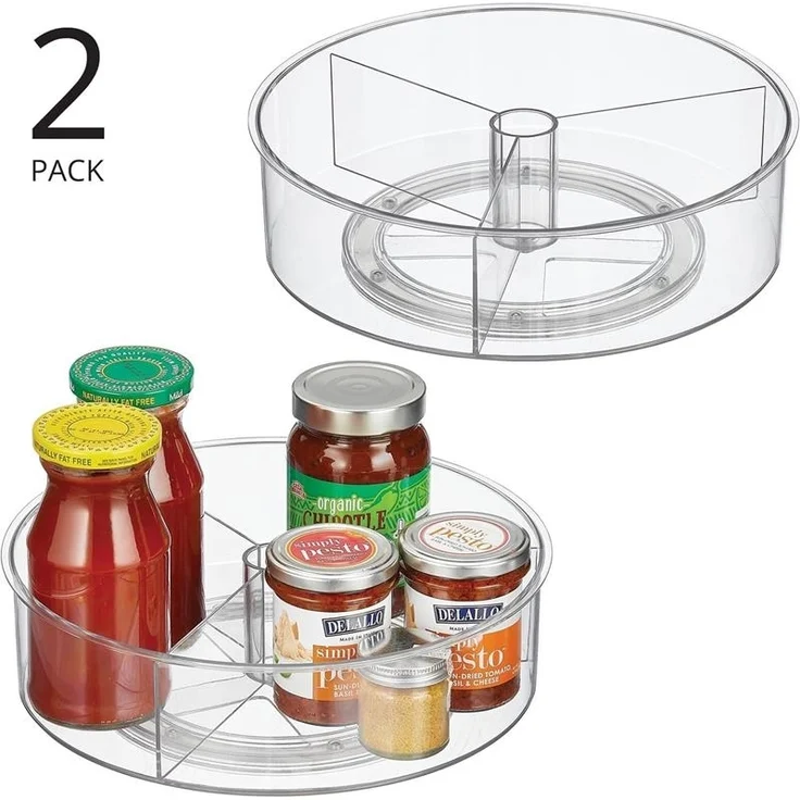 Ordnungssystem Drehteller Snackteller 2er Set drehbar mDesign Teller Transparent – Bild 2