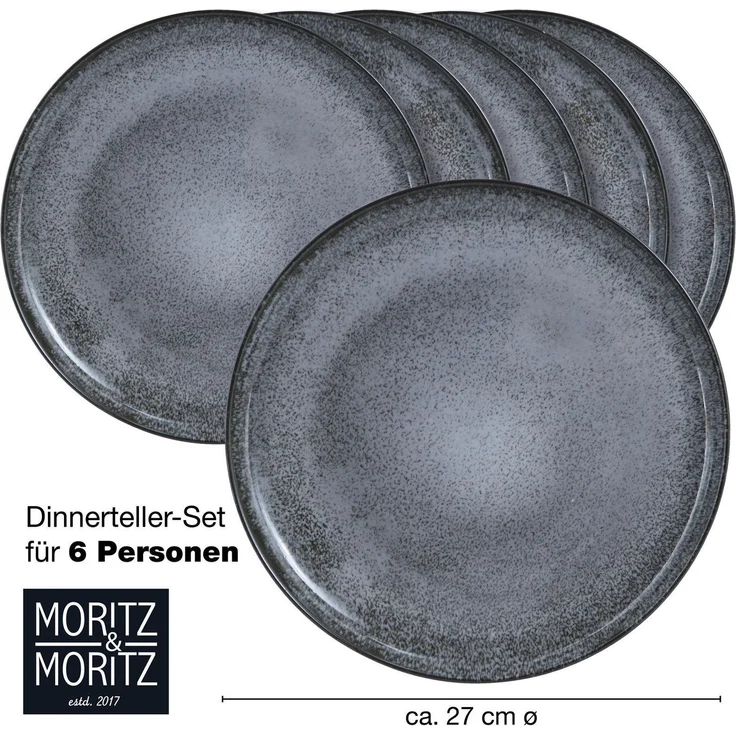 Moritz & Moritz VIDA 6tlg Dinnerteller Anthrazit – Bild 5