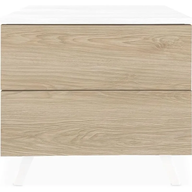 Homey Nachttisch im nordischen Stil, Modell Nora, mit 2 Schubladen und Beinen, praktisches und Elegantes Design, Holz, 52 cm (Breite) x 50 cm (Höhe) x 34,8 cm (Tiefe)