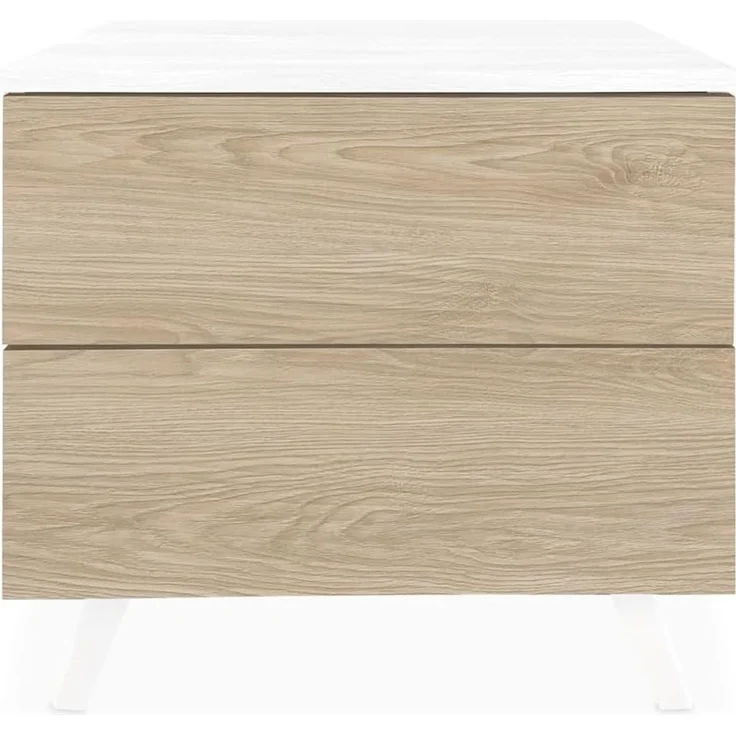 Homey Nachttisch im nordischen Stil, Modell Nora, mit 2 Schubladen und Beinen, praktisches und Elegantes Design, Holz, 52 cm (Breite) x 50 cm (Höhe) x 34,8 cm (Tiefe) – Bild 1