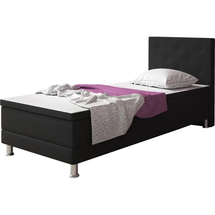 Inter Boxspringbett Esra, Webstoff Schwarz 90x200 cm