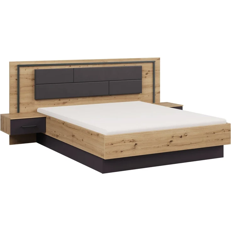 rauch Bettanlage Bett Doppelbett Komortbett BILBAO-EXTRA, (Set, 3-tlg, Liegefläche 160x200 oder 180x200 cm), Polster-Kopfteil in Lederoptik basalt, mit Beleuchtung MADE IN GERMANY – Bild 5