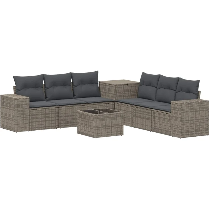 vidaXL Sofa Set 8 stk. Grau und Dunkelgrau Polyrattan und Stahl 3448492 – Bild 2