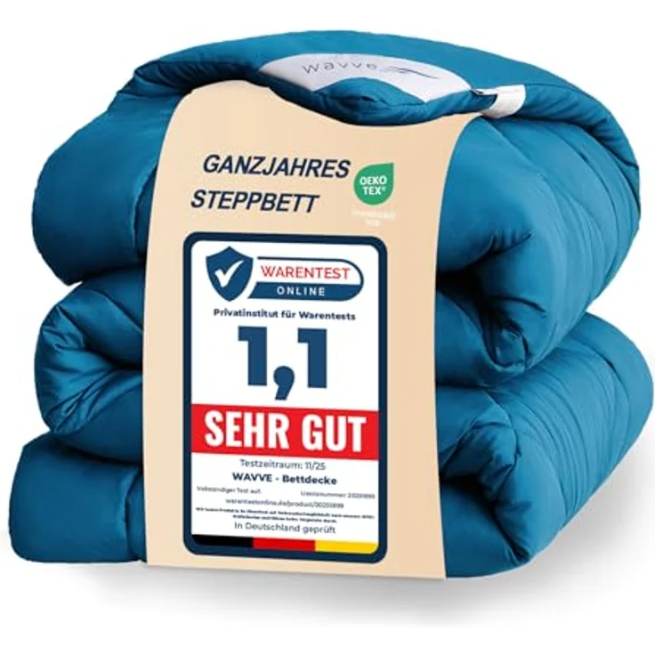 WAVVE Bettdecke 200x200 cm Ganzjahresdecke 4 Jahreszeiten, Steppdecke 300gsm Mikrofaser 200x200 cm, Super Weiche Zudecke Schlafdecke Atmungsaktive 200x200 Türkis – Bild 2