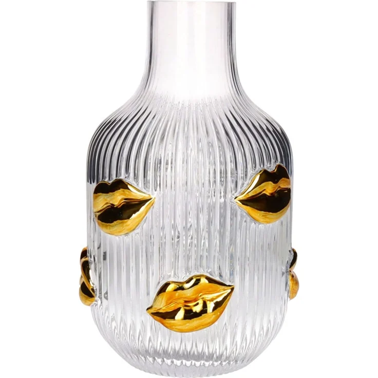 Gift Company L´amour Vase H (25cm) Lippen Gold transparent gs