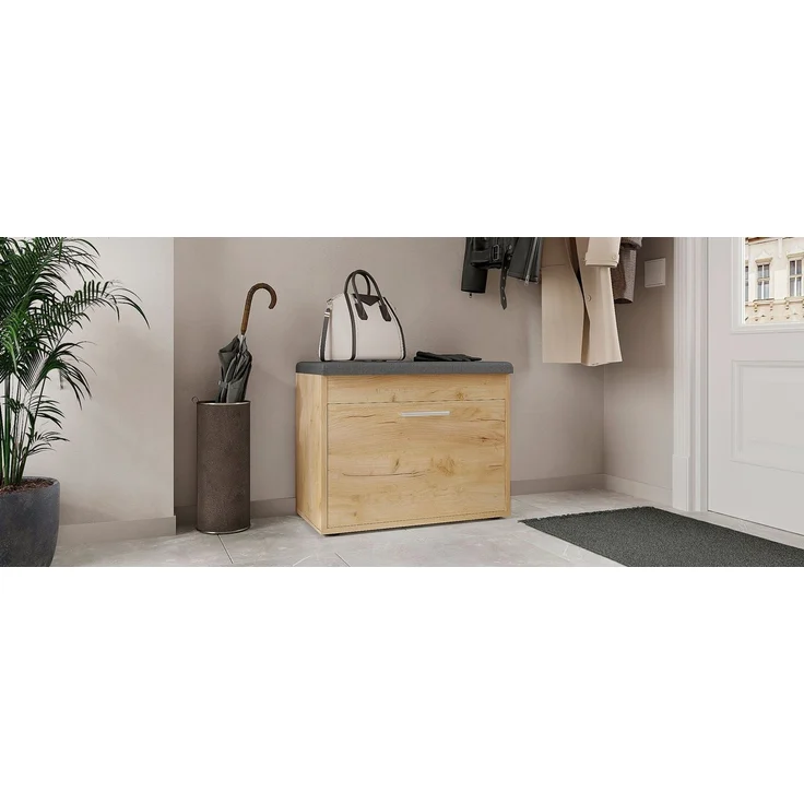 KOMTO Schuhregal Schuhbank mit Sitzfläche und Klappe – Bild 3