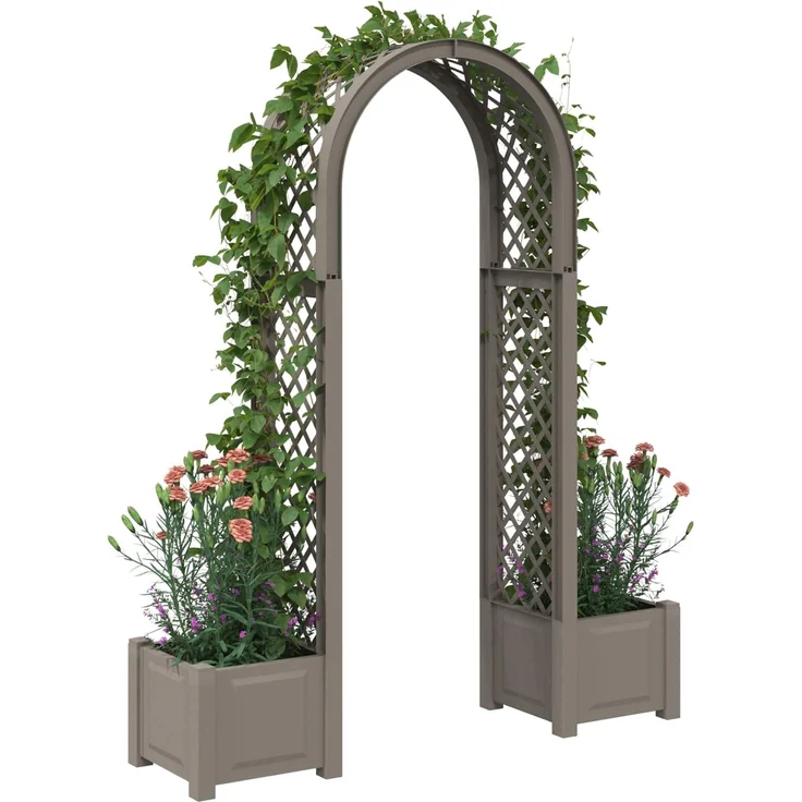 vidaXL Rosenbogen mit Pflanzer Grau 168,5 x 43 x 207 cm PP 42041735 – Bild 2