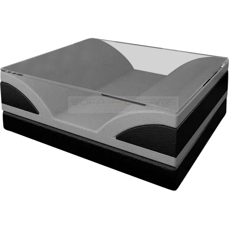 Sofa Dreams - Designer Couchtisch Monza – Modernes Design - Echtleder - Grau-Schwarz