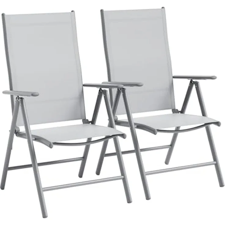 GarveeHome Gartenstühle 2er Set Aruba – Gartenstühle Klappbar mit robustem Metallgestell und hoher Belastbarkeit – Bequeme Klappstühle auch als Terrassenstühle oder Balkonstühle
