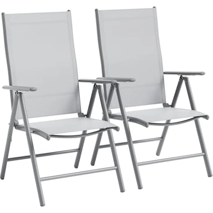 GarveeHome Gartenstühle 2er Set Aruba – Gartenstühle Klappbar mit robustem Metallgestell und hoher Belastbarkeit – Bequeme Klappstühle auch als Terrassenstühle oder Balkonstühle – Bild 1