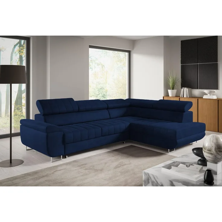 Ecksofa BENET L-Form Sofa mit Schlaffunktion und Bettkasten, verstellbare Kopfstützen, Sofa fürs Wohnzimmer- Fresh 11, 80 x 201 x 271 cm