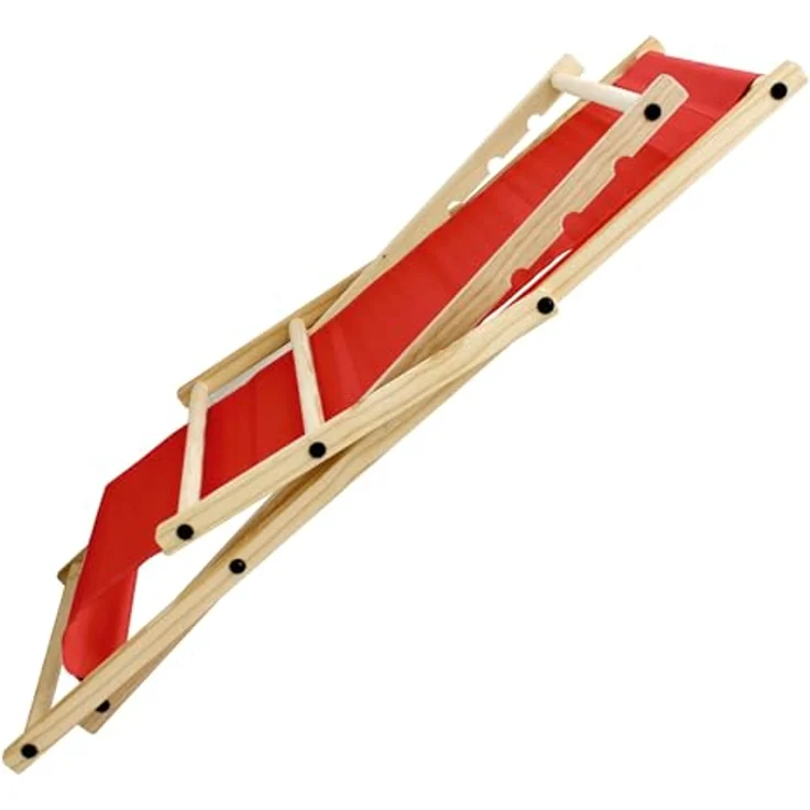 ECD Germany 5x Klappbarer Liegestuhl aus Holz, Rot, bis 120kg, 3-fache Liegehöhen, wetterfest – Bild 8