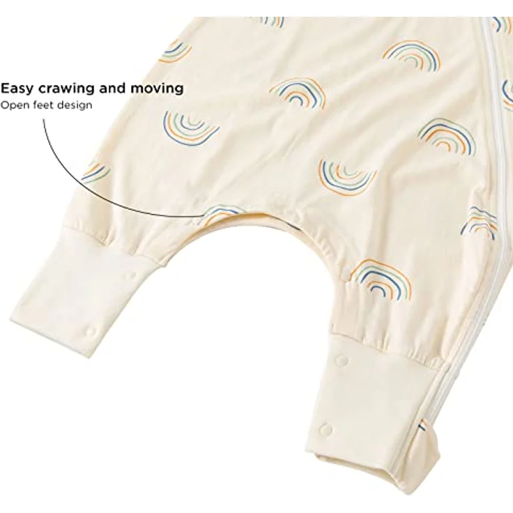 Duomiaomiao Sommerschlafsack mit Beinen 0.5 Tog Babyschlafsack mit Füßen Baumwolle Kleinkind Schlafsack Baby Ärmellos Tragbare Decke Atmungsaktiv für Unisex Mädchen Jungen 2-3 Jahre, Regenbogen – Bild 4
