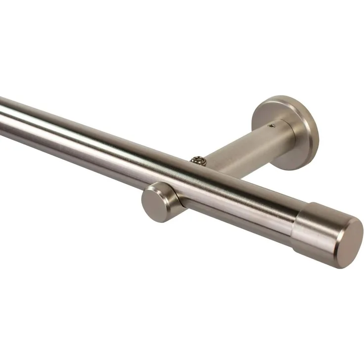 iso-design Gardinenstange 20 mm Farbe Edelstahl, Endstück Kappe, Ø 20 mm, 1-läufig, Fixmaß, verschraubt, Metall, Rohr aus Edelstahl