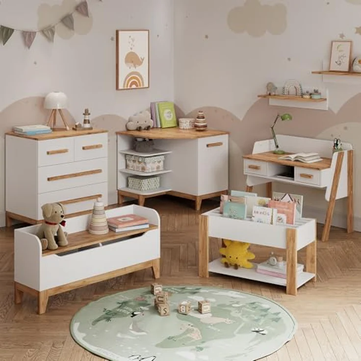 Kinderzimmer-Set Malia Weiß/Eiche 4er Set Vitalispa – Bild 10