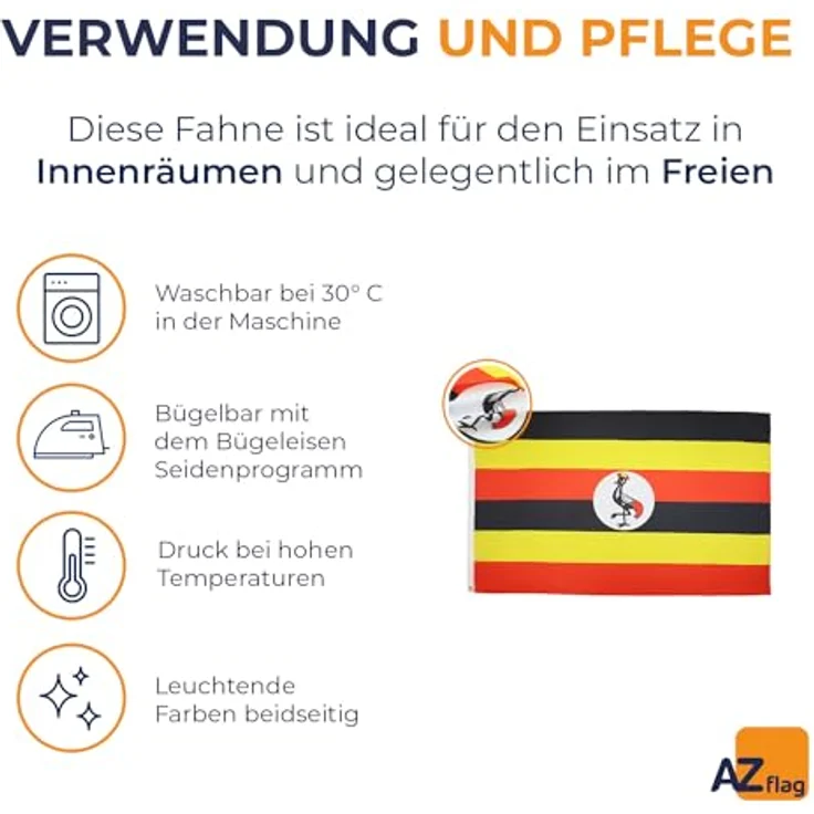 AZ FLAG - Flagge Uganda - 90x60 cm - Ugandische Fahne 100% Polyester mit Messing-Ösen - 50g – Bild 5