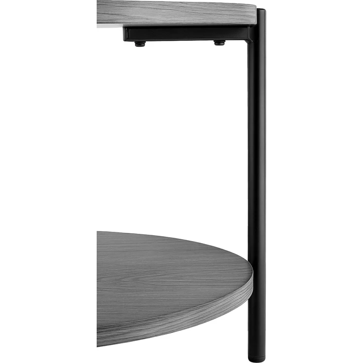 CLP Couchtisch Edduma rund aus Holz 2 Ebenen Metallgestell schwarz,grau Ø 50 cm – Bild 6